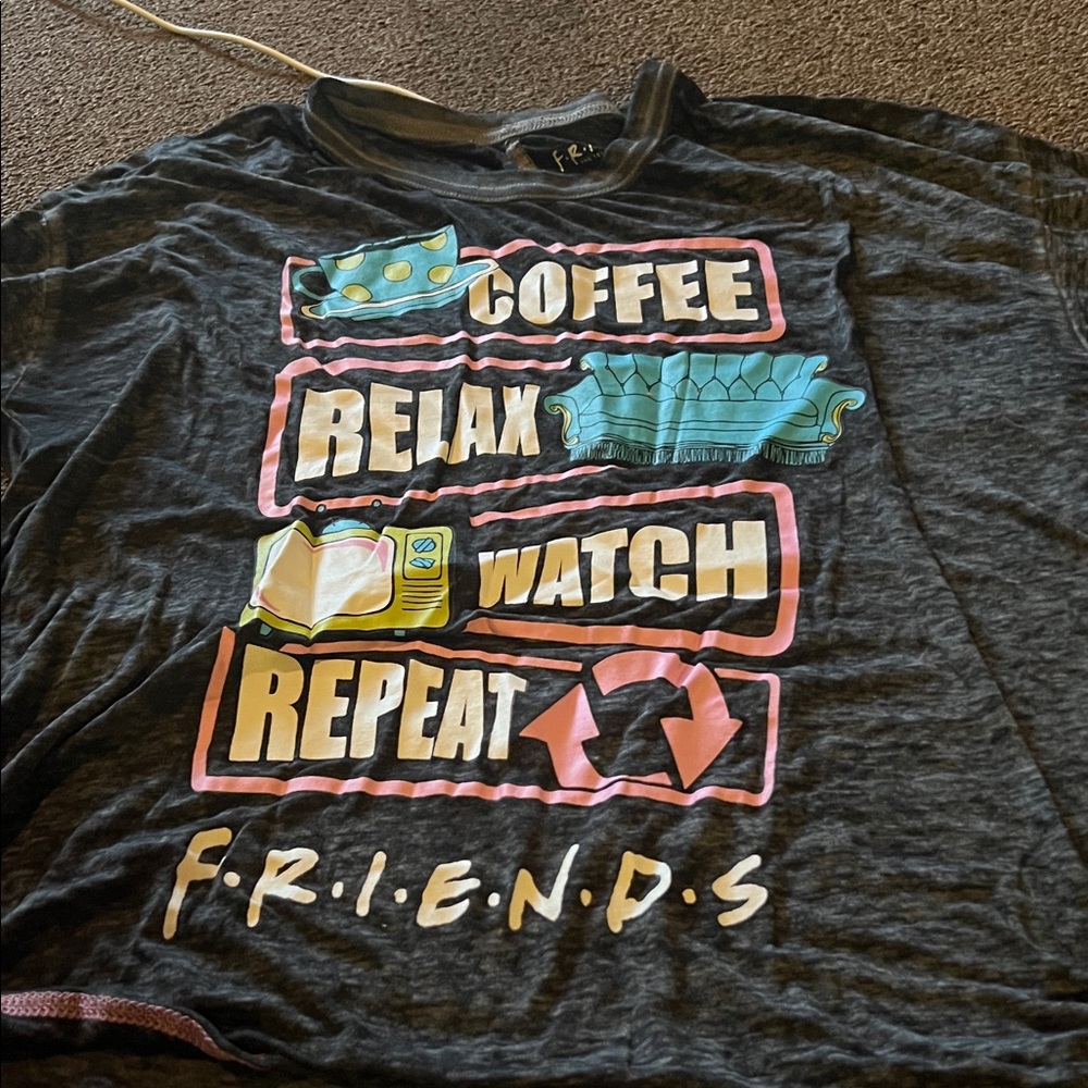 FRIENDS Black Tee with Colorful Graphic